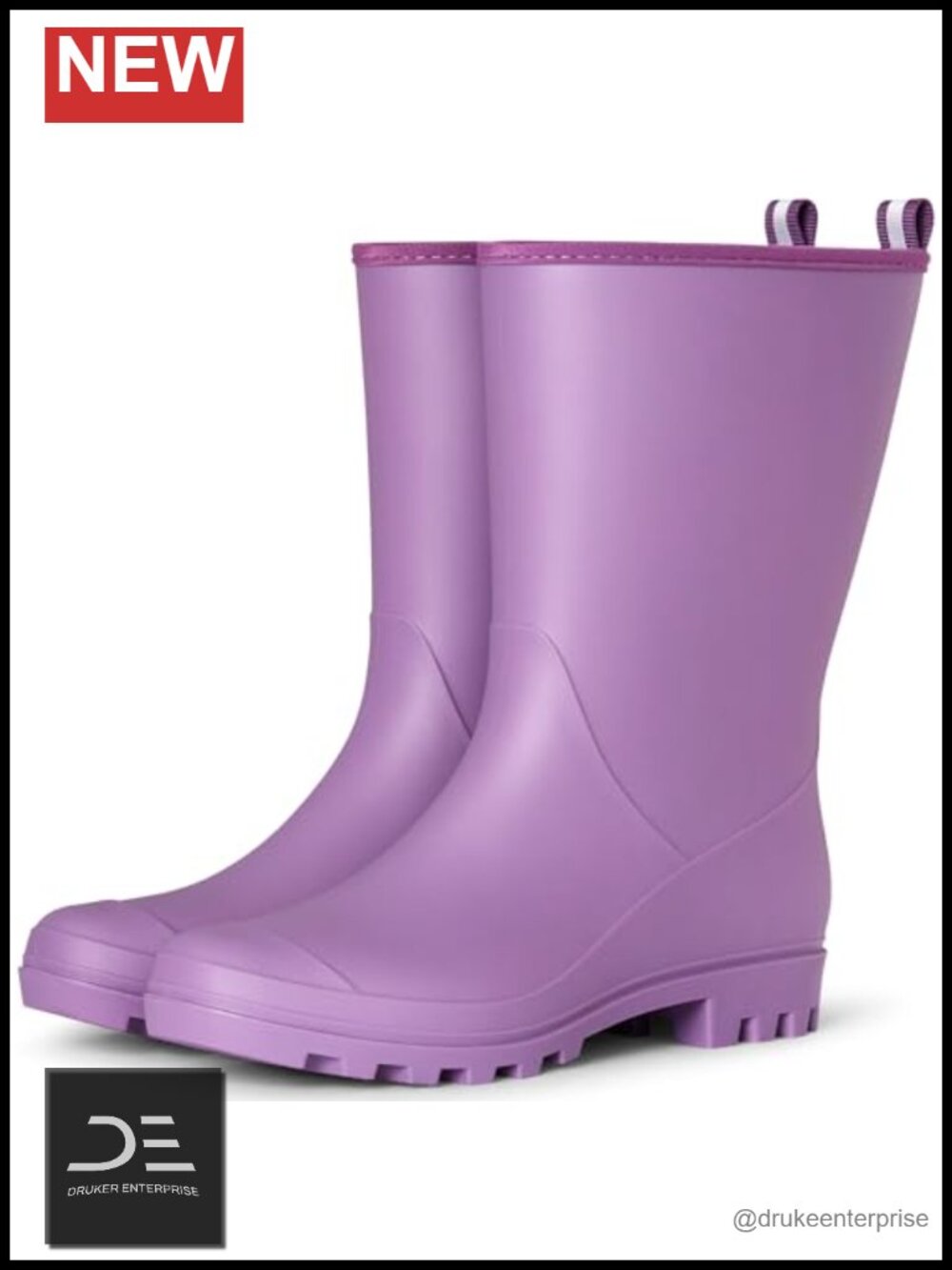 Wide Calf Waterproof Rain Boots for Women Mid-Calf Garden Boots